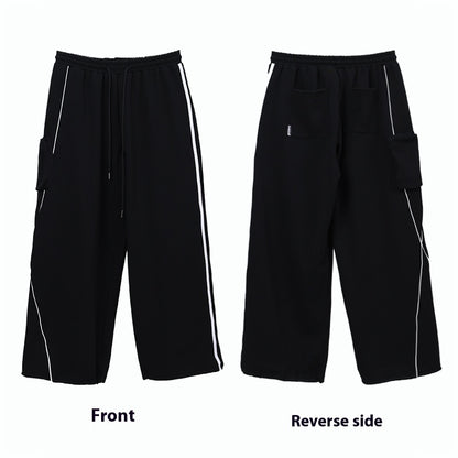 Black Asymmetric Stitching Sports Pants Long-sleeved Top