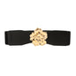 Elegant Women's Stretch Elastic Belt Metal Large Flower Needle Buckle Decorated Dress Shirt Waist Belt