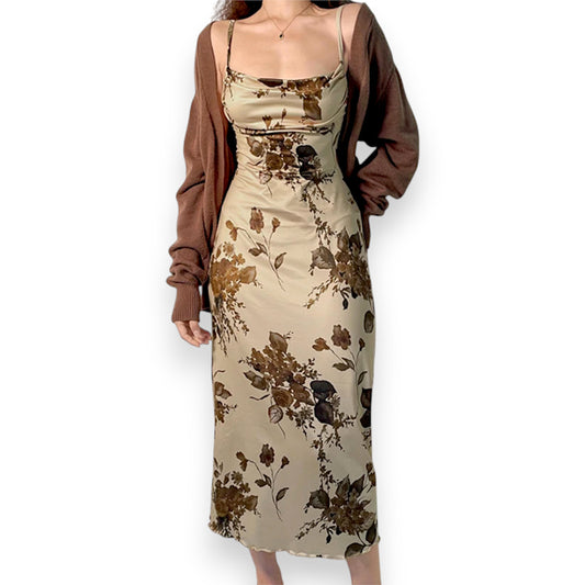 Women’s Ribbed Slip Dress – Bodycon Maxi Dress for Summer Evenings