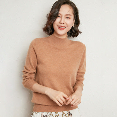 Half high collar cardigan long sleeve loose knit sweater