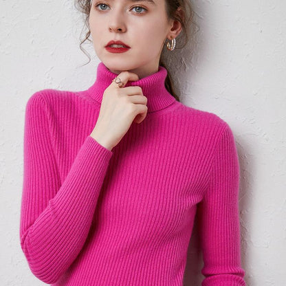 Turtleneck Sweater Women Slim Padded Inner Style