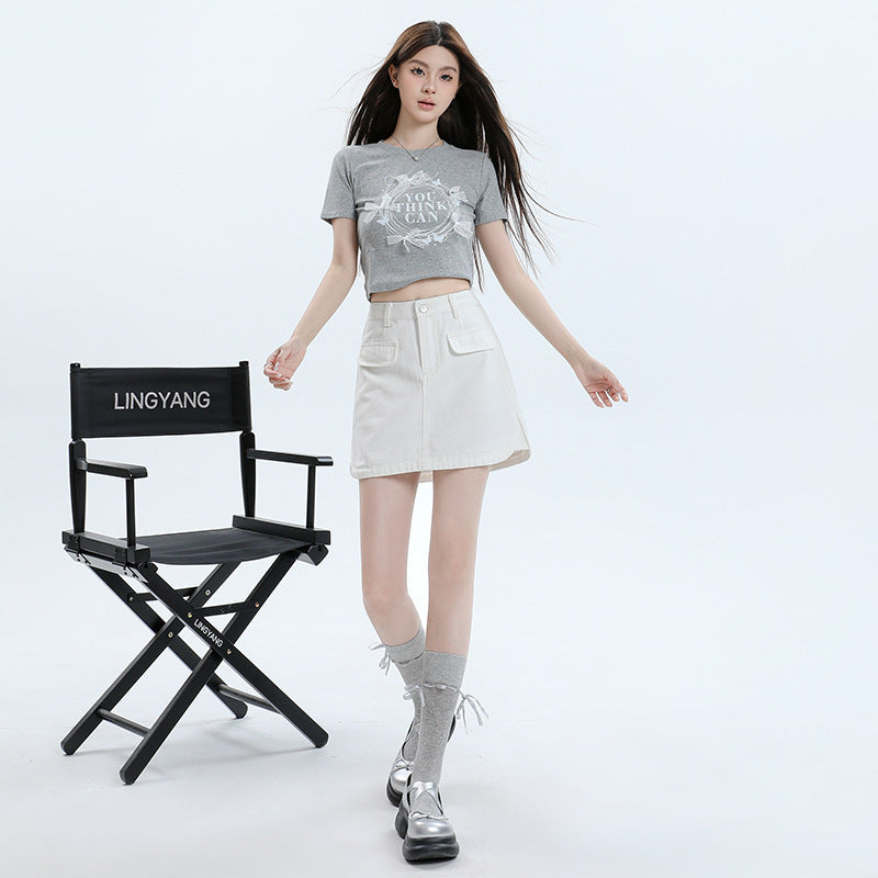 Irregular Half-length Denim Skirt