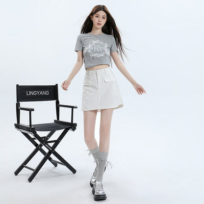 Irregular Half-length Denim Skirt