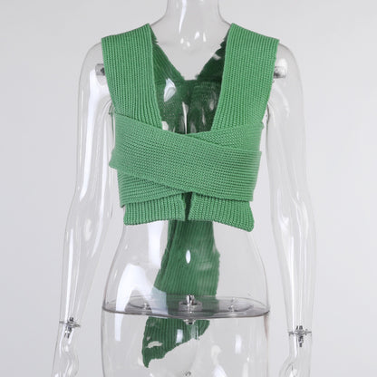 Fashion Sexy Cross-Personal Base Wool Knitted Vest