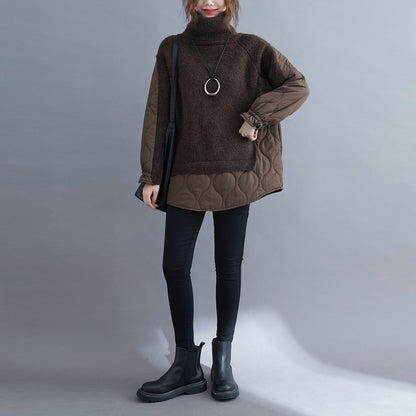 Women's Thickened Stitched Turtleneck Knitted Sweater
