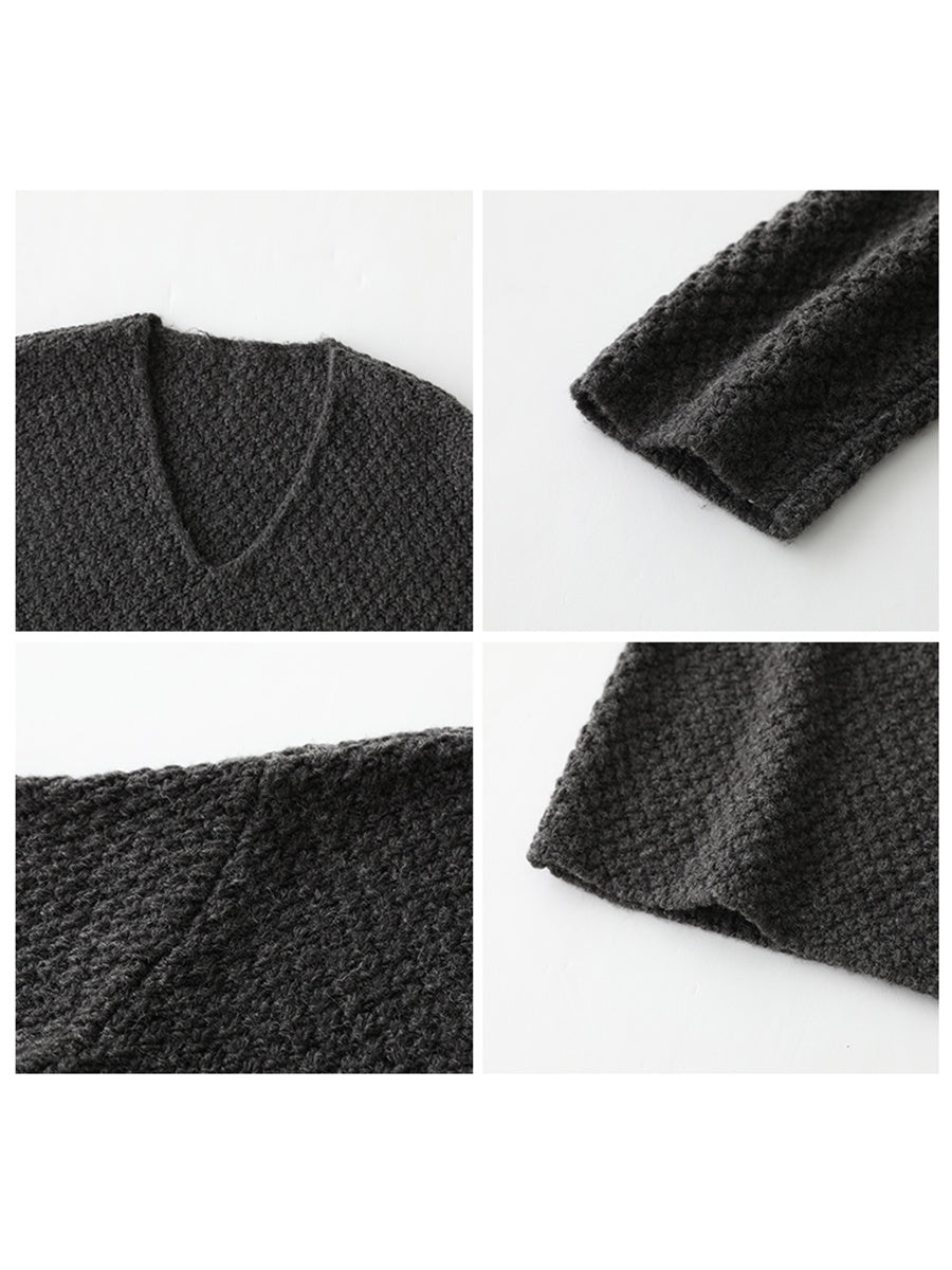 Autumn Loose V-neck Wool Sweater