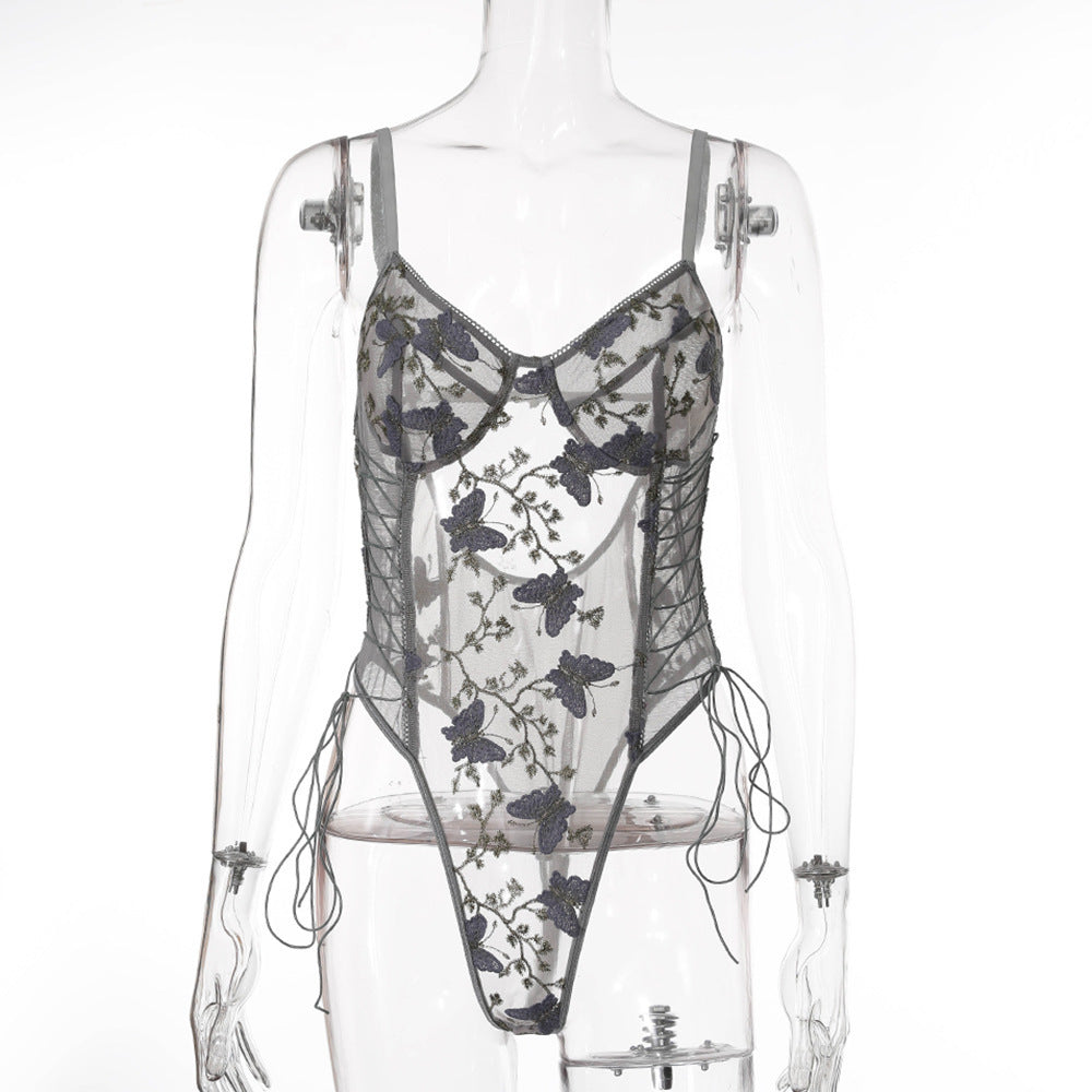 Autumn Lace Embroidery Sexy Body Shaping Bodysuit