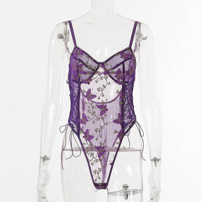 Autumn Lace Embroidery Sexy Body Shaping Bodysuit