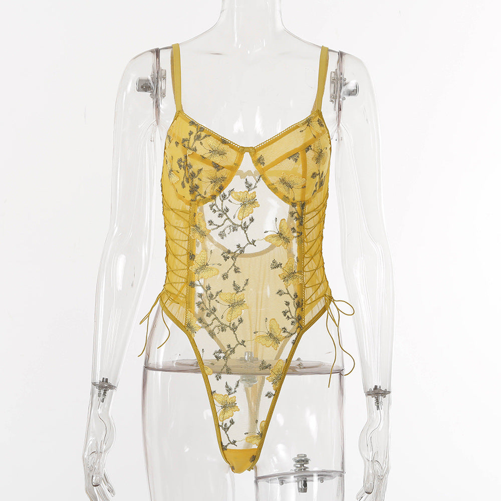 Autumn Lace Embroidery Sexy Body Shaping Bodysuit