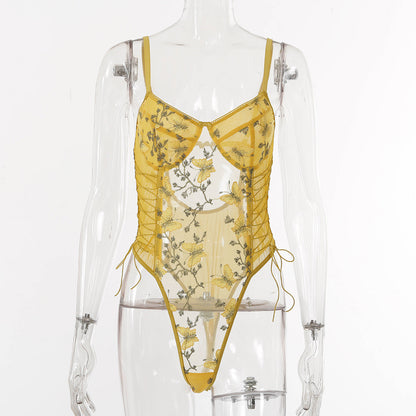 Autumn Lace Embroidery Sexy Body Shaping Bodysuit