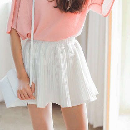 All-match A-line Half-length Pleated Puff Skirt Pants