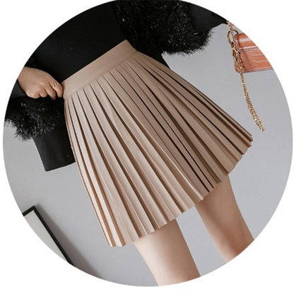High Waist Small Leather Skirt A-line Skirt Women's Anti-empty