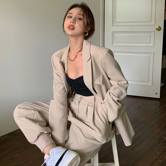 Light Mature Style Retro Khaki Small Suit Spring Thin Loose Casual