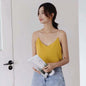 V-neck Silk Satin Solid Color Base Camisole