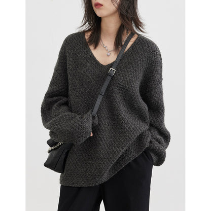 Autumn Loose V-neck Wool Sweater
