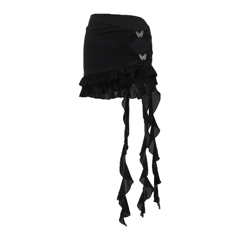 Mesh Butterfly Decorative Hollow Sheath Skirt