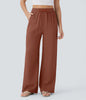Women's Solid Color Casual Wide Leg Loose Drawstring Trousers