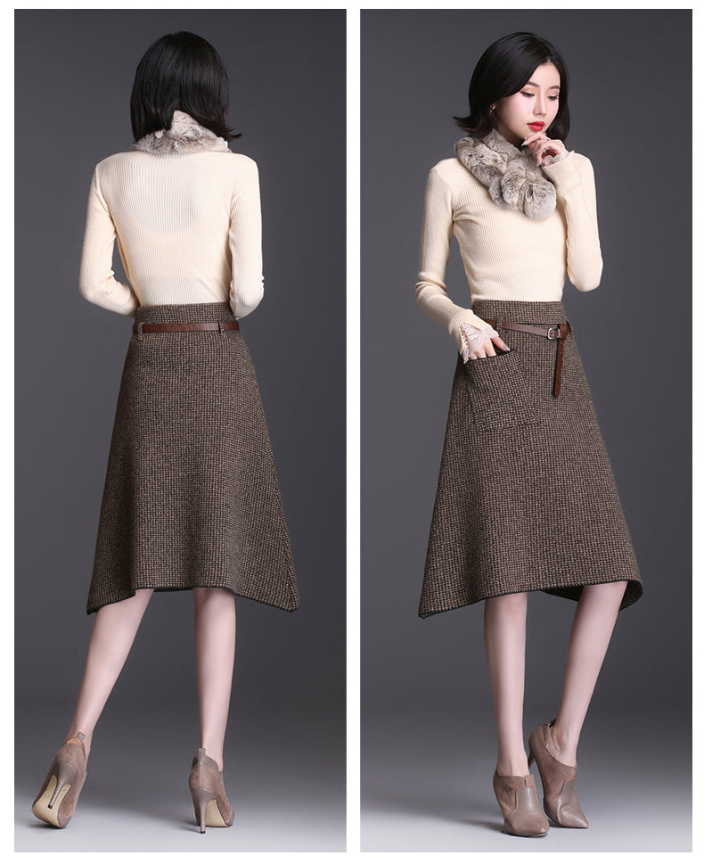 Retro irregular a-line skirt bag hip skirt