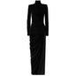 French Style High-Neck Elegant Retro Velvet Evening Dress