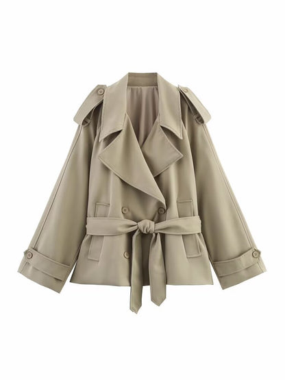 Loose Casual Long Sleeves Short Women's Windbreaker Coat