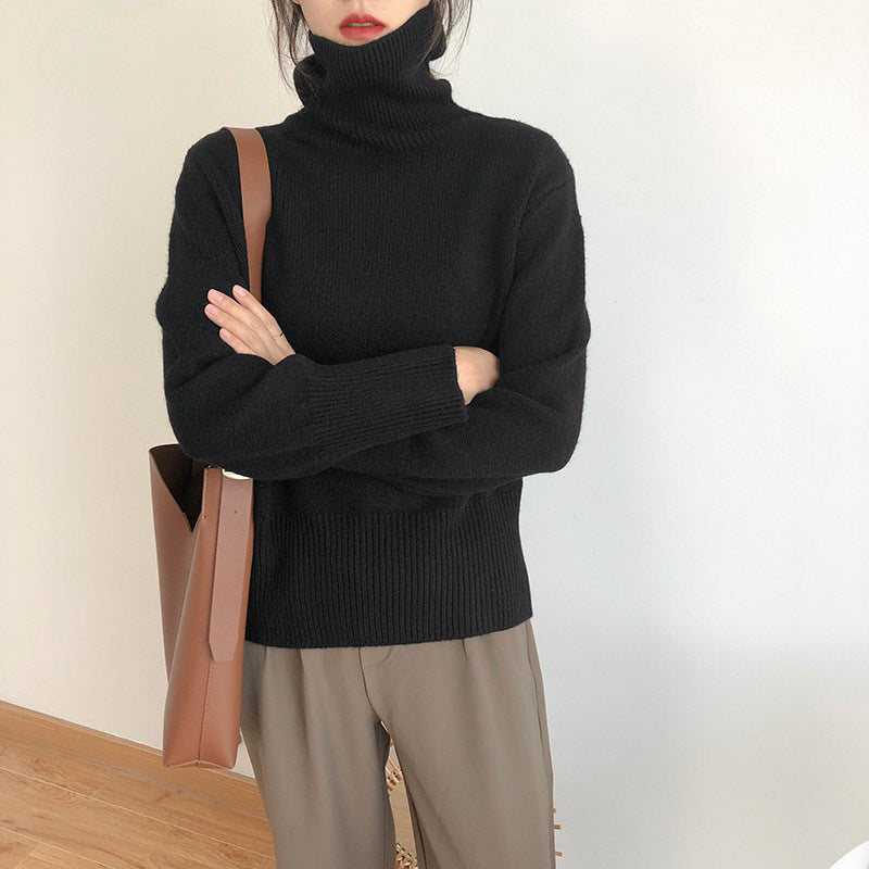 Turtleneck Sweater Women's Pullover Loose Long Sleeves