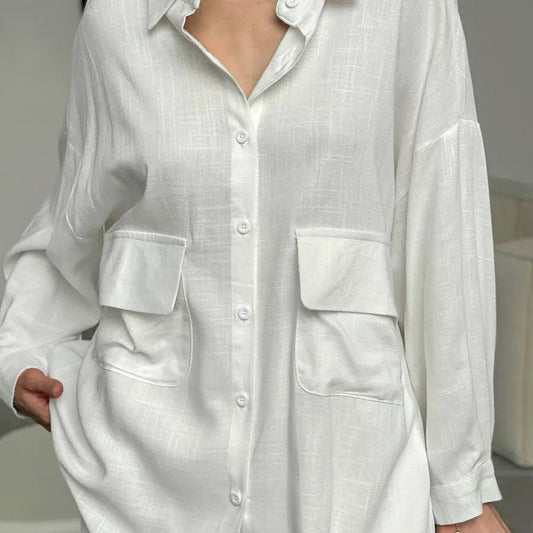 Women's Comfortable Pure Cotton Long Sleeve Top Long Pants Pajamas