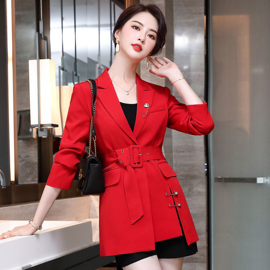 Women's Loose Waist Retro Belt In Suit Jacket