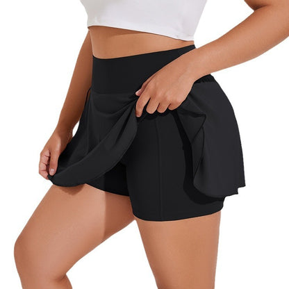 Plus Size High Waist Running Sports Short Skirt Women's Fitness Pants Yoga Skirt