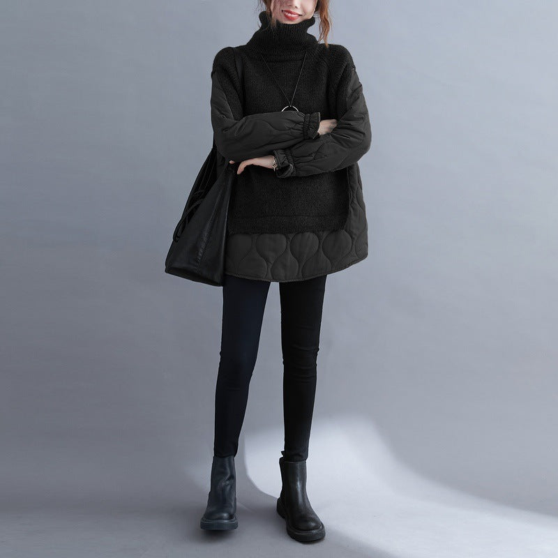 Women's Thickened Stitched Turtleneck Knitted Sweater
