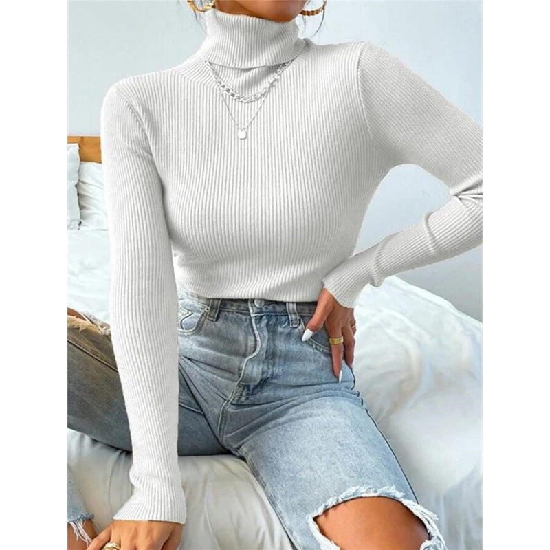 Turtleneck Sweater Pullover Knitted Top T-shirt
