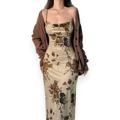 Women’s Ribbed Slip Dress – Bodycon Maxi Dress for Summer Evenings