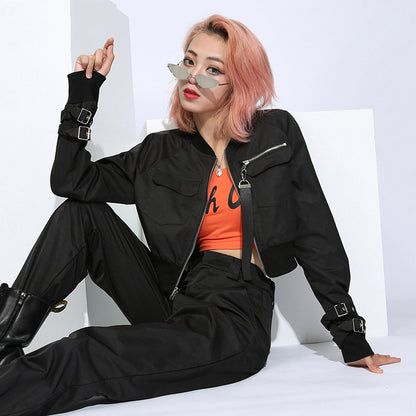 Long Sleeve Zip Jacket High Waist Jacket