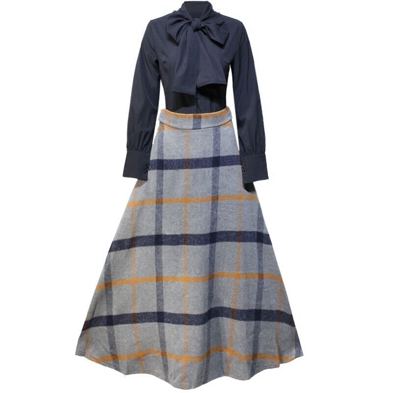 Woolen plaid skirt
