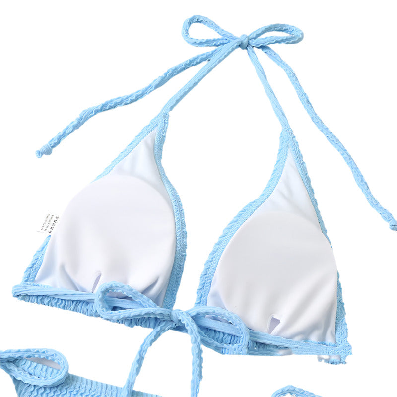 Sexy Halter Bikini for Women – Ribbed High Waist Two Piece Tie Side Swimsuit