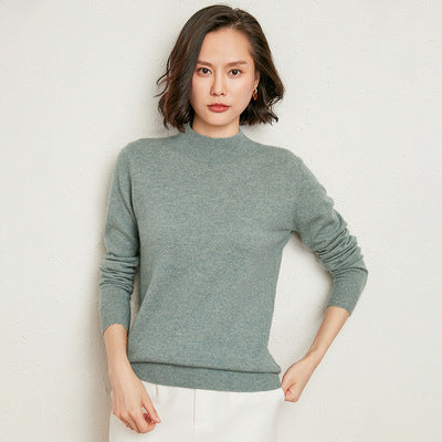 Half high collar cardigan long sleeve loose knit sweater