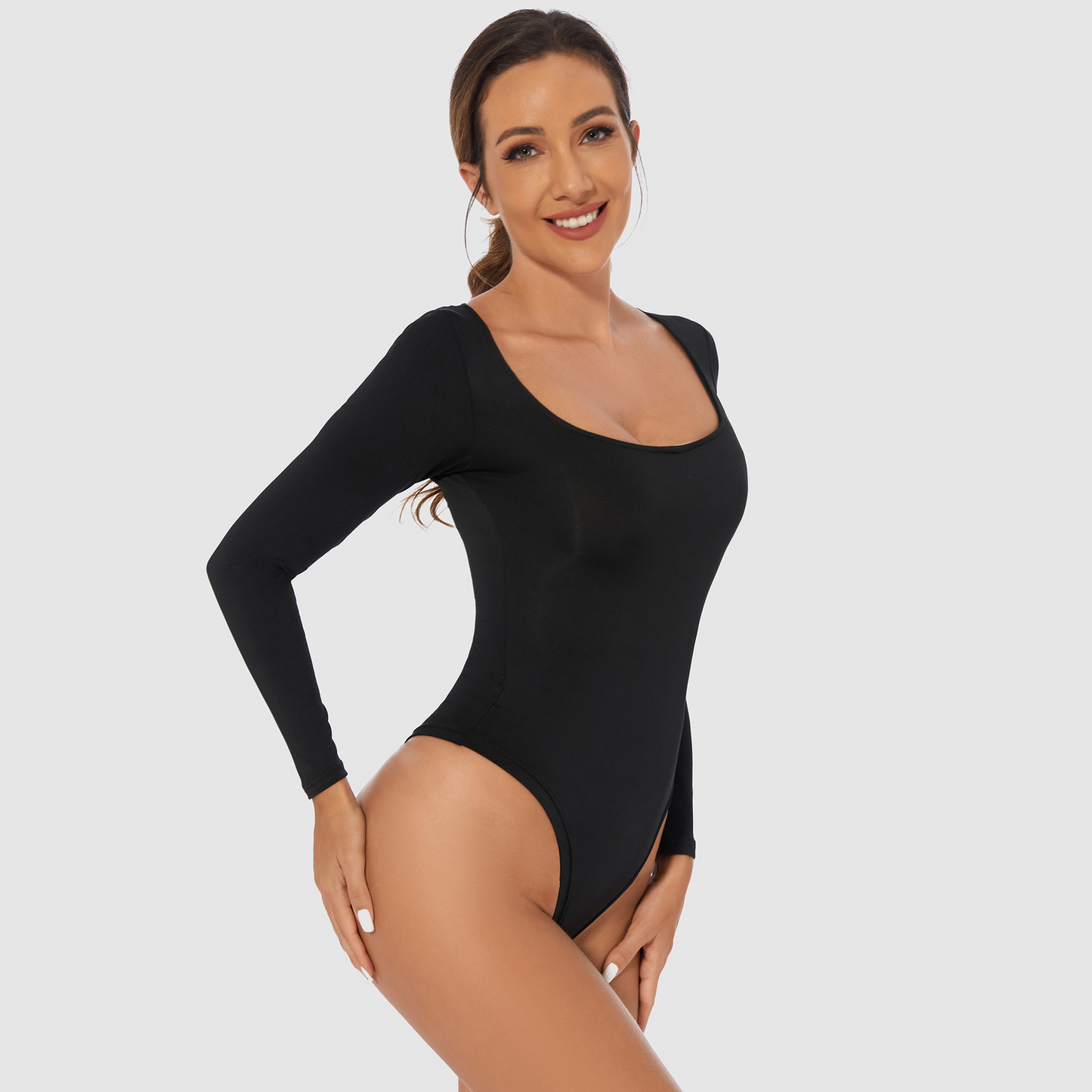 Women’s Slim Fit Round Neck Bodysuit – Long & Short Sleeve