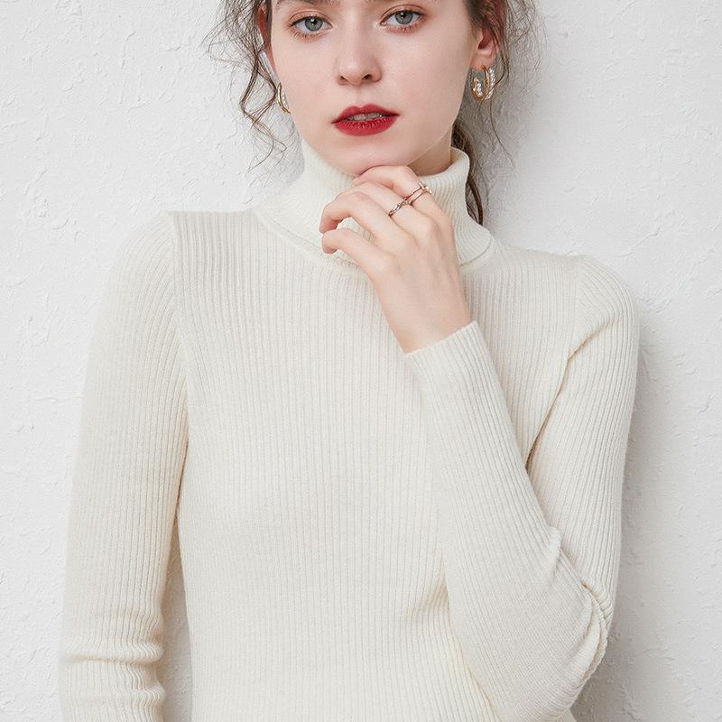 Turtleneck Sweater Women Slim Padded Inner Style