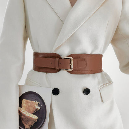 Ladies Elastic Wide Belt Elastic Needle Buckle Waist Cover Commuter Blazer Fall And Winter Accessories