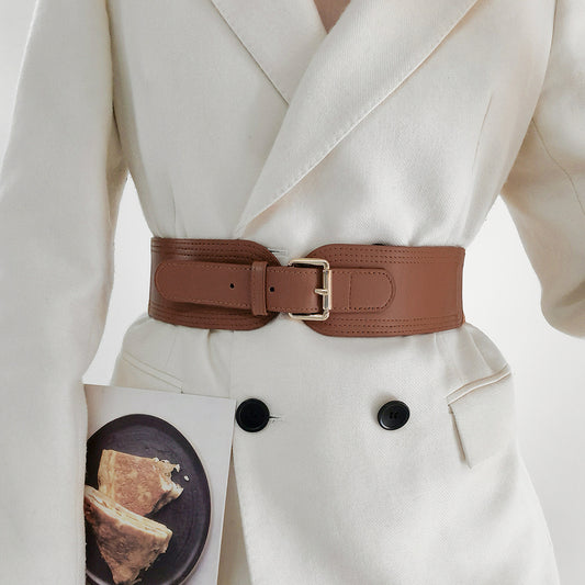 Ladies Elastic Wide Belt Elastic Needle Buckle Waist Cover Commuter Blazer Fall And Winter Accessories