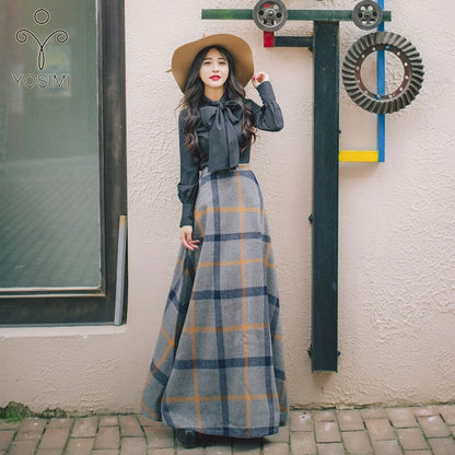 Woolen plaid skirt