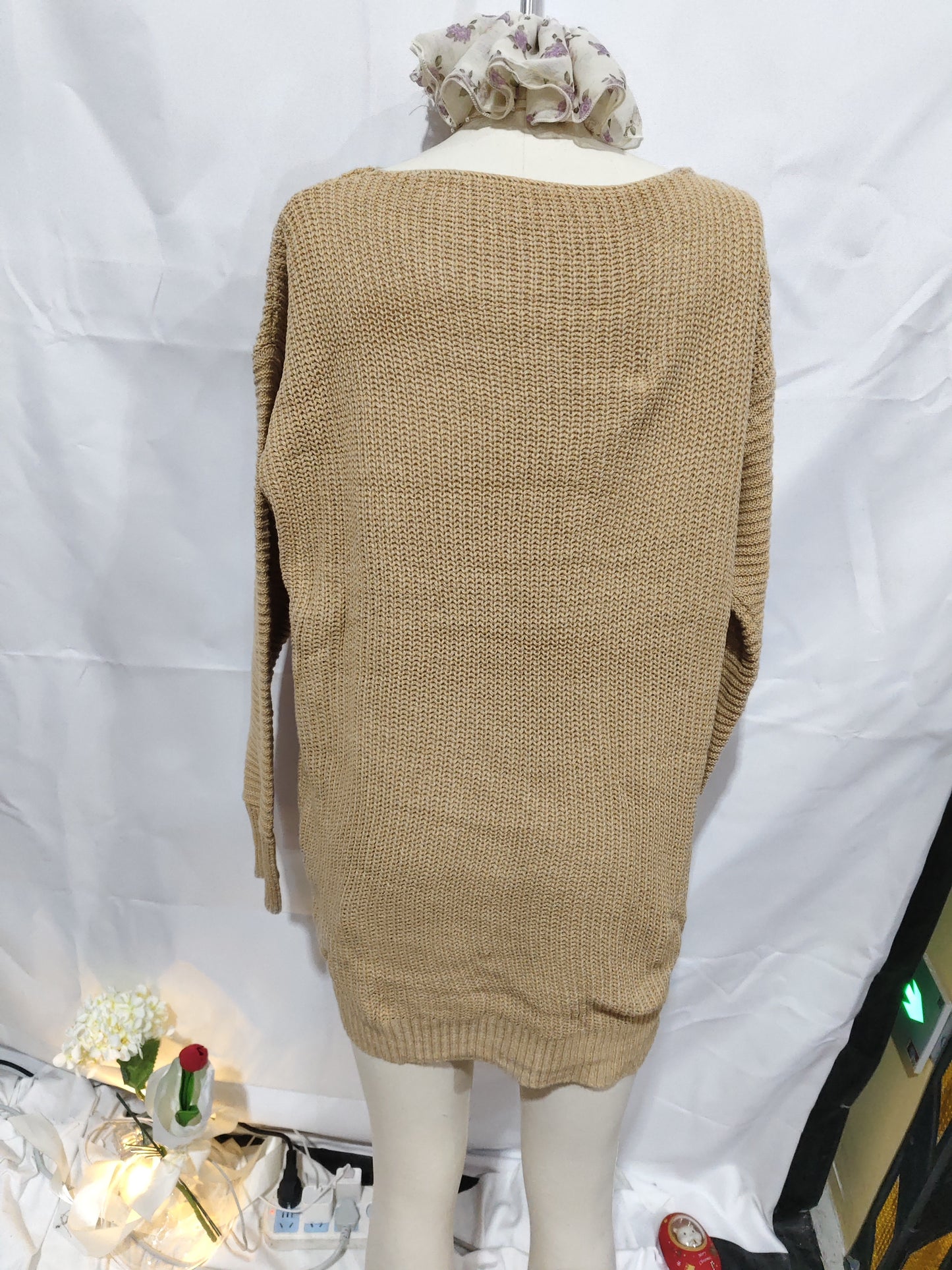 OrangeA Women Off Shoulder Knitted Sweater Dress Autumn  Winter Loose Long Sleeve Solid Ladies Tunic Elegant Streetwear Dresses