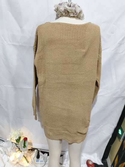 OrangeA Women Off Shoulder Knitted Sweater Dress Autumn  Winter Loose Long Sleeve Solid Ladies Tunic Elegant Streetwear Dresses