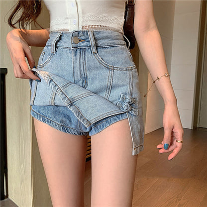 Side Slit Denim Bag Hip Skirt Female High Waist Was Thin