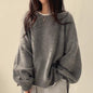 Temperament Crew Neck Pullover Lantern Sleeve Loose Sweater For Women