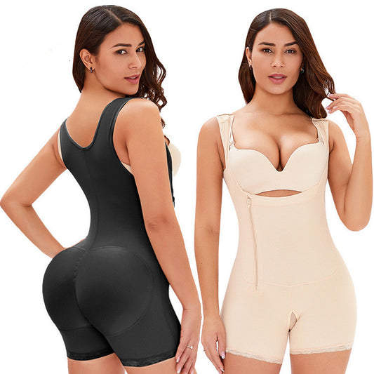 Large Size Fat Woman Side Zipper-breasted One-piece Abdomen And Hips Body Shaper