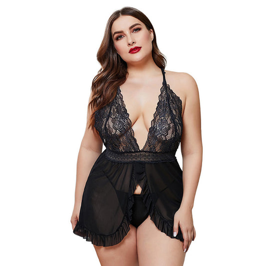 Fat Woman Large Size Lace Hanging Neck Sling Pajamas