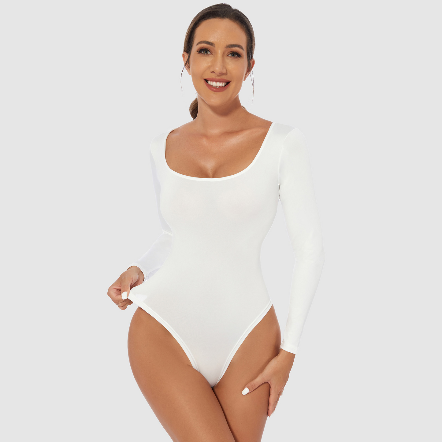 Women’s Slim Fit Round Neck Bodysuit – Long & Short Sleeve