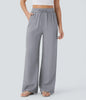 Women's Solid Color Casual Wide Leg Loose Drawstring Trousers
