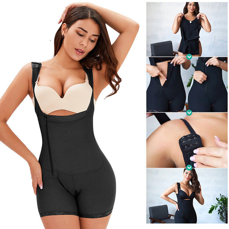 Large Size Fat Woman Side Zipper-breasted One-piece Abdomen And Hips Body Shaper