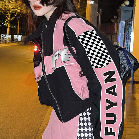 Women's Fashion Biker Baseball Jacket Skirt Set